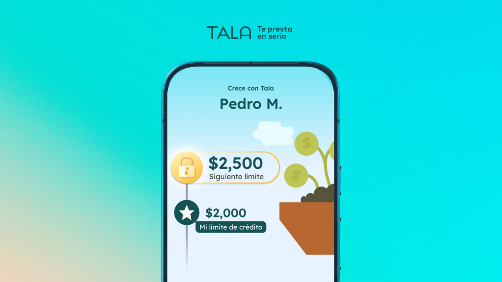 ilustración de smartphone con pantalla de growth hub de tala