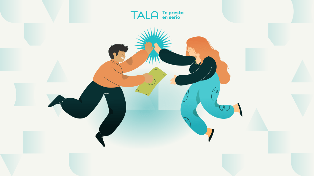 ilustración de un hombre y una mujer chocando la mano mientras el hombre le extiende un billete a ella