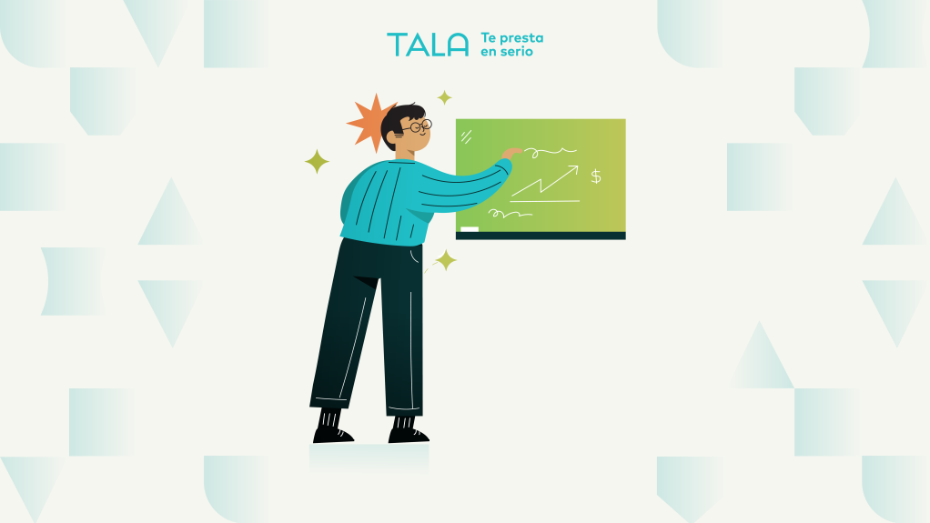 ilustración de un maestro señalando algo en un pizarrón con fondo verde